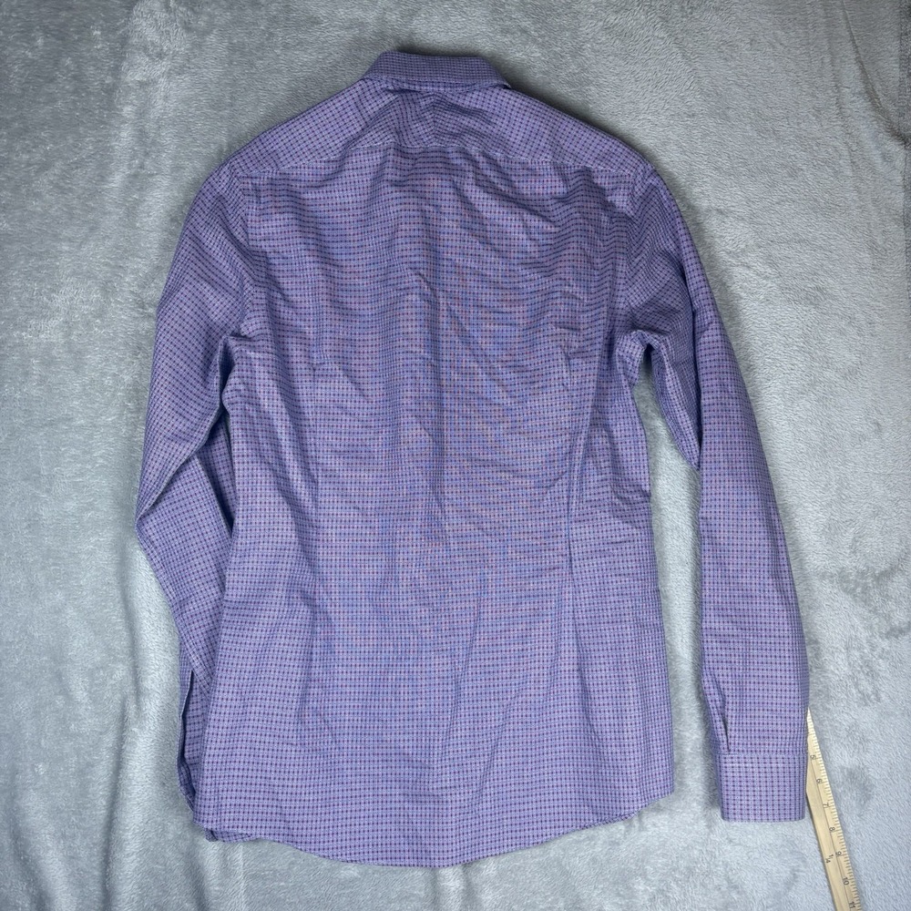 Charles Tyrwhitt Dress Shirt Mens 16 38 Purple Geometric Extra Slim Fit Non Iron - Picture 2 of 7
